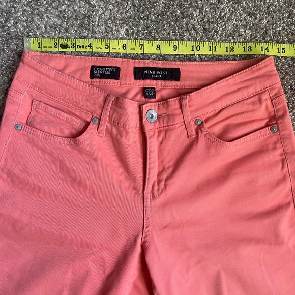 Nine West Mid Rise Cigarette Fit Skinny Leg Ankle Jean Pant, Size 8/29, Peach - Picture 4 of 12